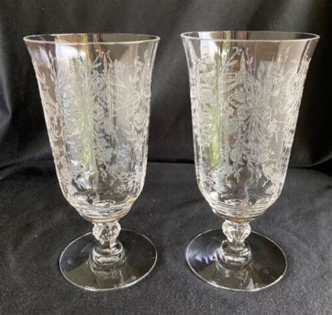 set of 2 vintage heisey orchid iced tea water goblets glasses ebay