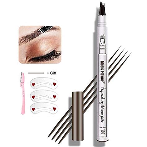 Eyebrow Pen Moonkong 4 Point Eyebrow Pencil Waterproof Eye Brown Makeup Eyebrow Kits With 3