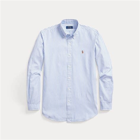 Polo Ralph Lauren Custom Fit Striped Oxford Shirt Blue