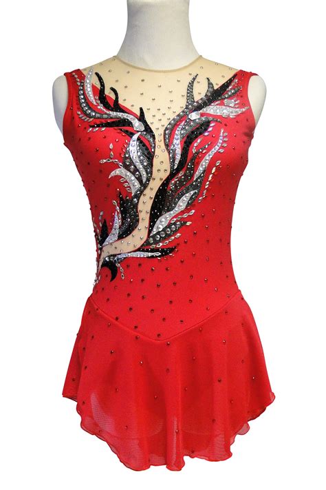 Dramatic Custom Red Figure Skating Dress