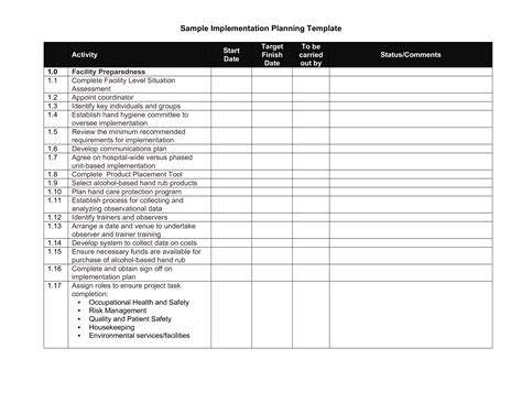 Contact all companies listed below: Sample Implementation Plan | Templates at allbusinesstemplates.com