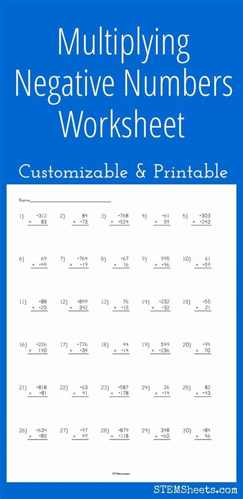 49 Multiplying Negative Numbers Worksheet | Chessmuseum ...