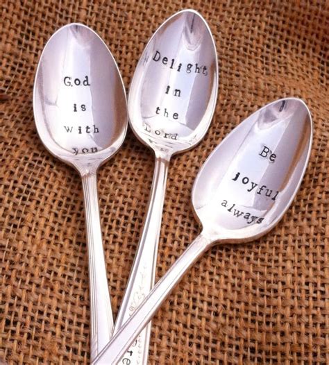 You Choose Three Hand Stamped Coffee Spoons Blithe Vintage Etsy
