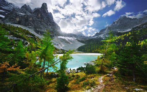 Sfondi Alberi Paesaggio Foresta Autunno Montagne Lago Erba