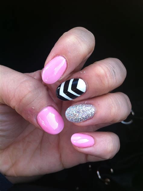 Pink Black And White Nails Nails Pinterest Shape Pink Black And