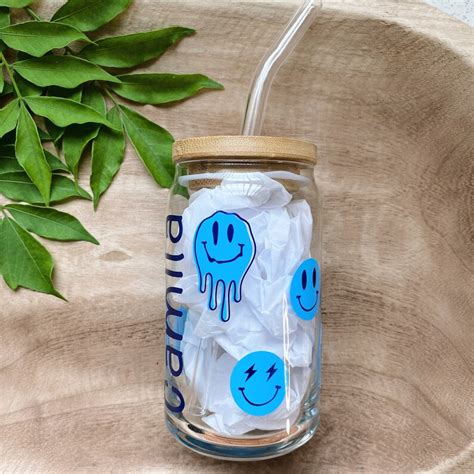 Smile Face Beer Can Glass Super Smile Beer Can Glass Happy Etsy