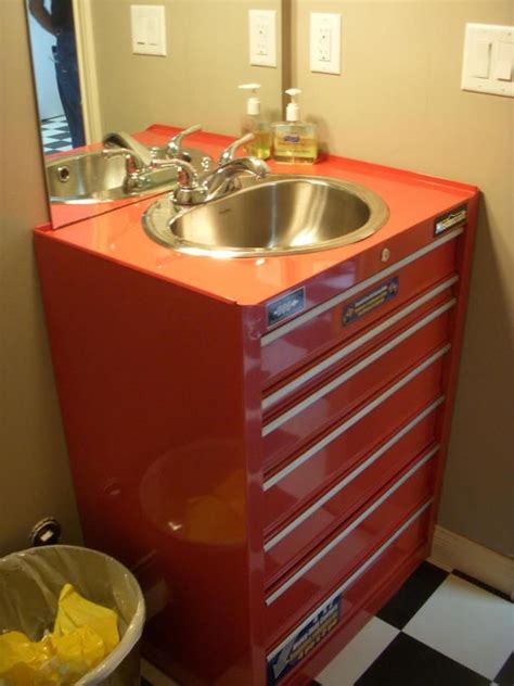 Discover pinterest's 10 best ideas and inspiration for man cave bathroom. Metal Tool Box turned sink | Garage bathroom, Garage to ...