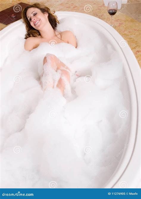 Woman Taking Bubble Bath Royalty Free Stock Photo Image