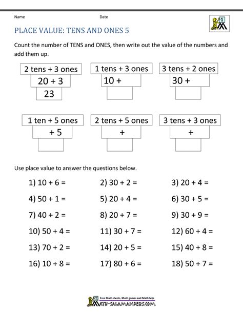 Tens And Ones Math Worksheets For 1st Grade First Grade Math