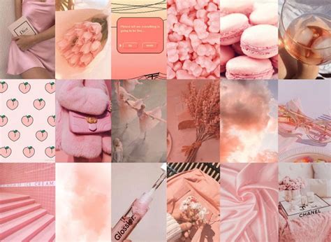 115 Peachy Pink Aesthetic Wall Collage Kit Vsco Girl Room Etsy