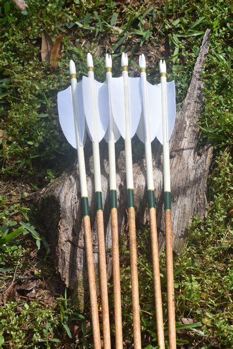 Archery Arrows Traditional Wood Arrows With White Dip And Etsy