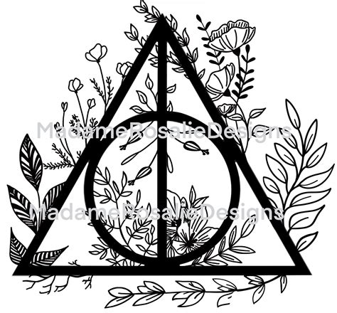 Deathly Hallows PNG File Floral - Etsy