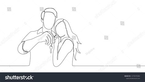 Continuous Line Drawing Couple Being Happy Vector Có Sẵn Miễn Phí Bản