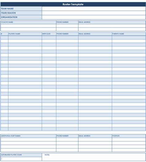 Baseball Roster And Lineup Template Templates Sign Up Sheets