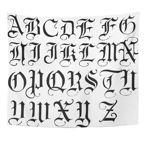Zealgned English Gothic Old Letters Alphabet Goth Abc Wall Art Hanging