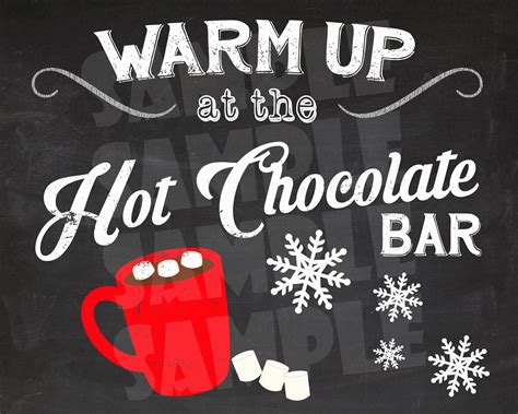 Hot Chocolate Bar Sign Baby Shower Printable Hot Cocoa Bar Holiday My