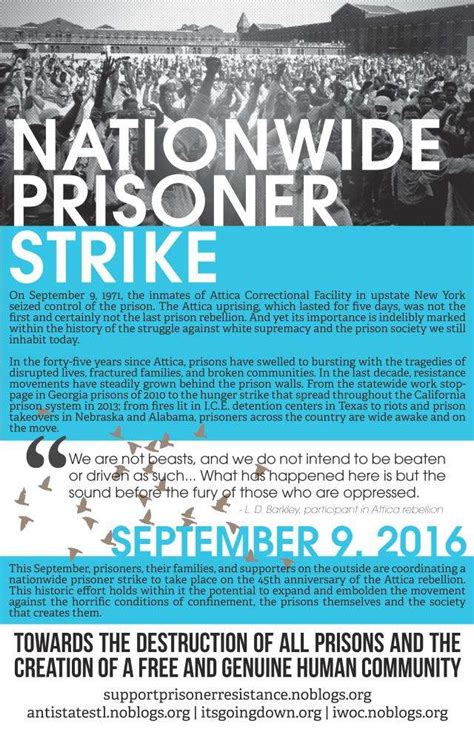 Usa Poster For September 9 Nationwide Prisoner Strike Against Prison