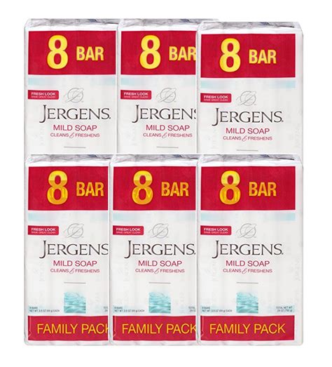 Jergens Mild Soap For Face And Body 35 Ounce Bar 8 Count Pack Of 6