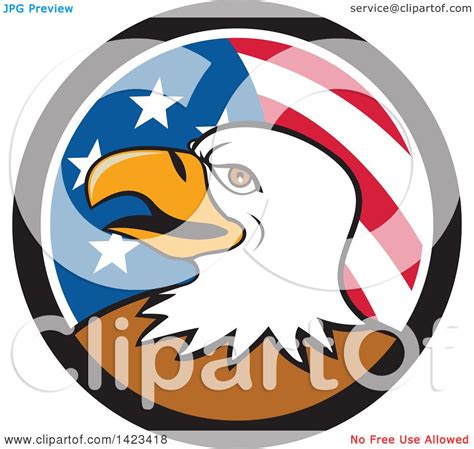 Clipart Of A Cartoon Bald Eagle Head In An American Themed