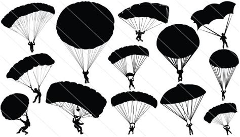 Parachute Svg Silhouette Cutting File Clipart Svg Dxf  Png Psd
