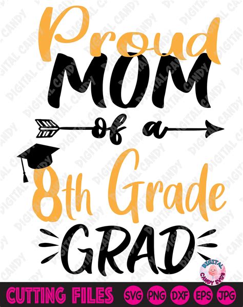 Proud Mom Of A 8th Grade Grad Svg Proud Mom Of A Graduate Etsy