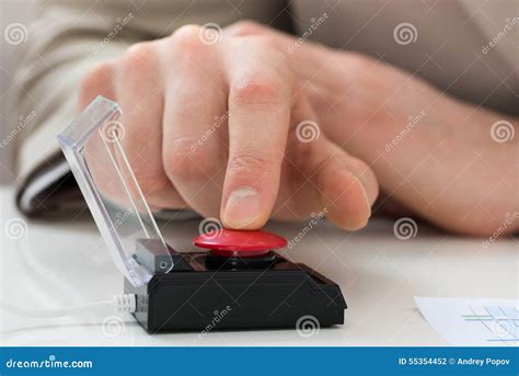 Businessperson Hand Pressing Emergency Button Stock Photo Image Of
