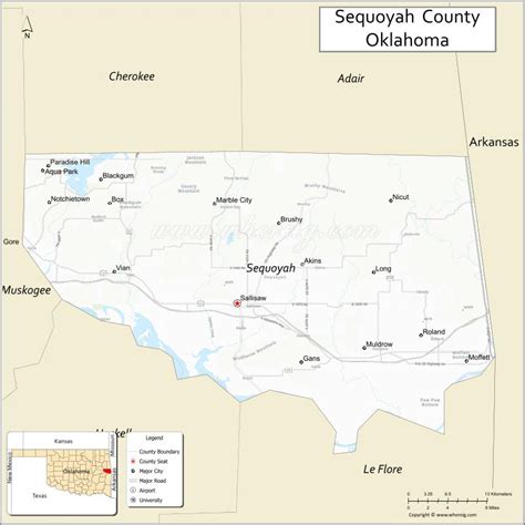 Map Of Sequoyah County Oklahoma Where Is Located Cities Population