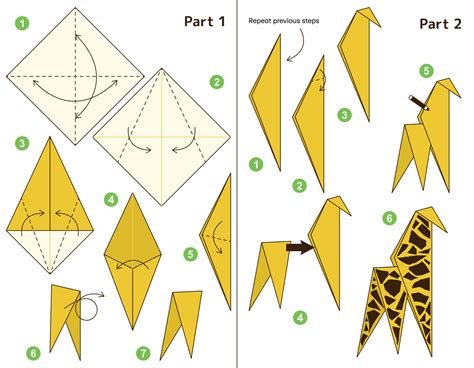 Giraffe Origami Scheme Tutorial Moving Model Origami For Kids Step By