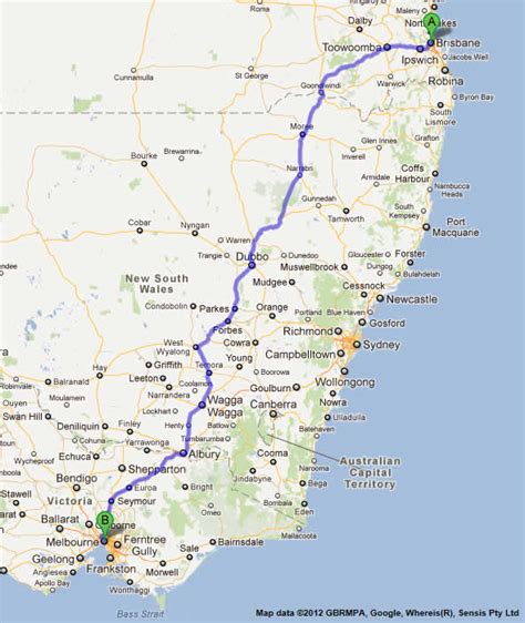 Road Maps Brisbane To Melbourne Road Map