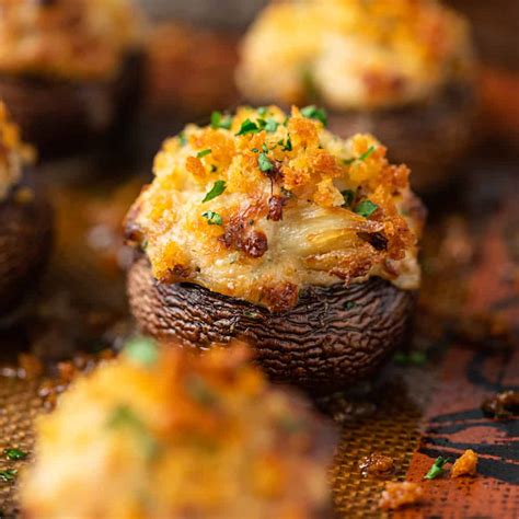 My crab stuffed portabella mushrooms are delicious. Crab Stuffed Mushrooms - Kevin Is Cooking