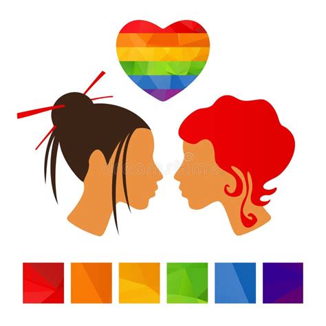 Two Lesbian Girls Hand To Hand Silhouette Illustration Isolated On