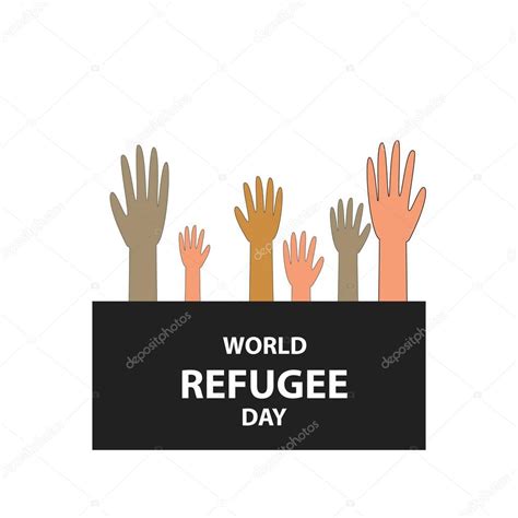 Día Mundial Del Refugiado 20 De Junio Manos De Personas Con Diferente Color De Piel Y