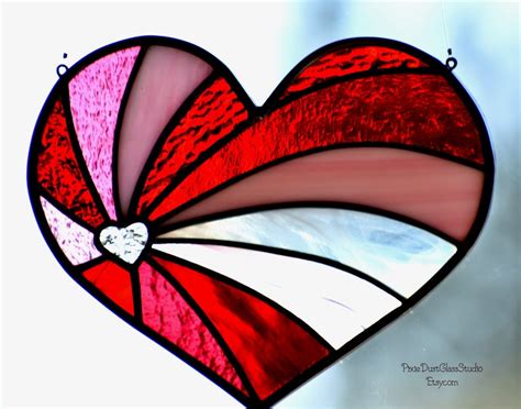 Valentine Heart Stained Glass Heart Suncatcher Be My Etsy Glass Heart Flower Window