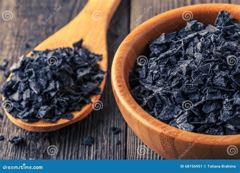 Crystal Flakes Of Black Natural Sea Salt Stock Image Image Of Diet