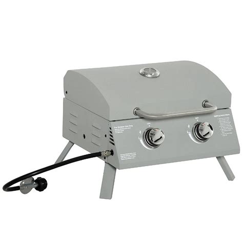 Outsunny 2 Burner Propane Gas Grill Outdoor Portable Tabletop BBQ With
