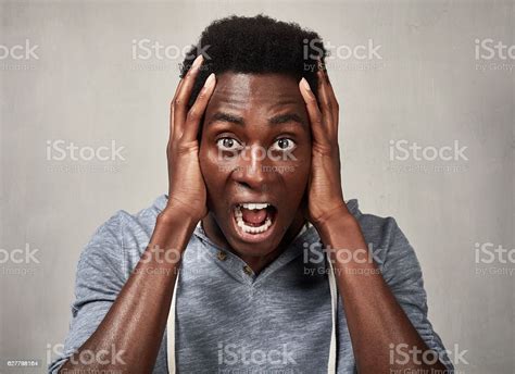 Scared Black Man Face Stock Photo Download Image Now Adult African