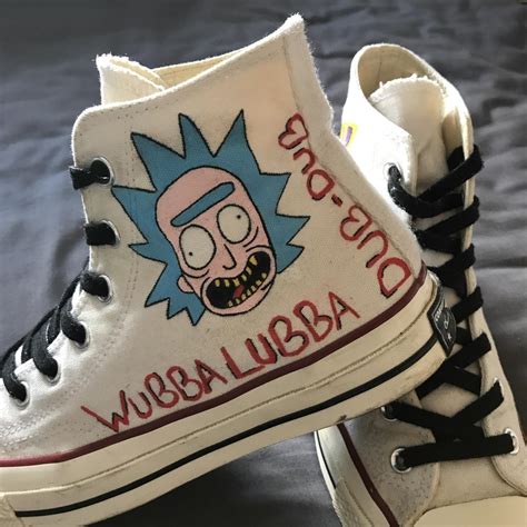 Converse 70s With Hand Drawn Rick And Morty Design Depop