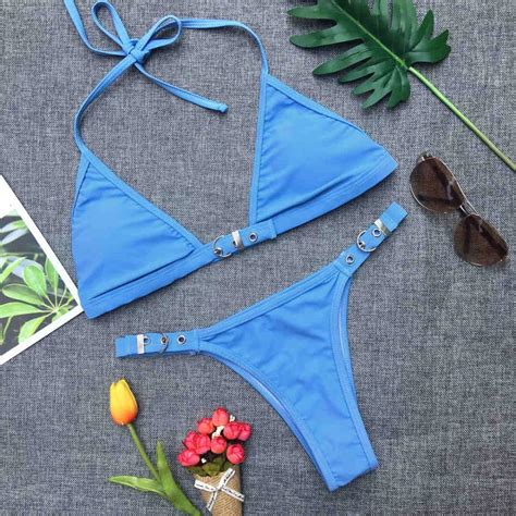 4 Colors New Halter Bather 2018 Sexy Brazillian Bikini Set Swimwear Female Swimsuit Low Waist