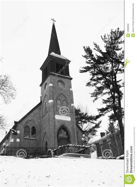 Old Country Church In Black And White Stock Image Image