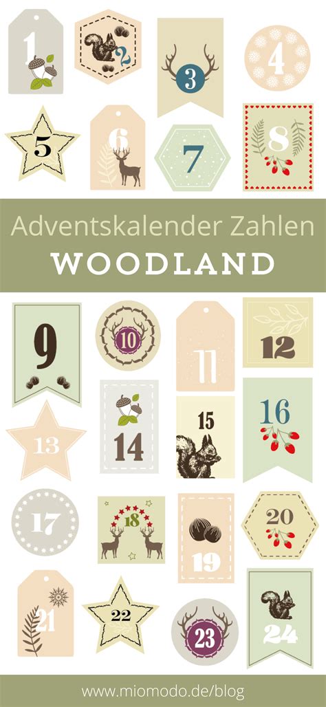 Dann denken sie sich doch weitere waldtiere selber aus. DIY Adventskalender Zahlen Woodland | miomodo DIY Blog