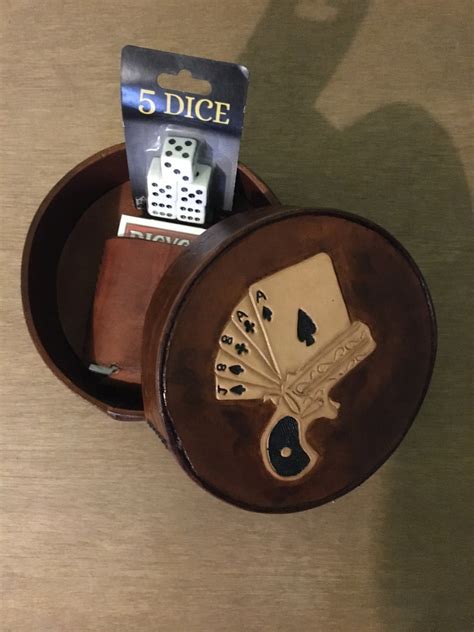 Leather Card And Dice Box Etsy