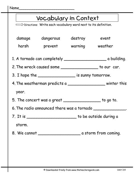 Free Printable Vocabulary Worksheets - Printable Words Worksheets