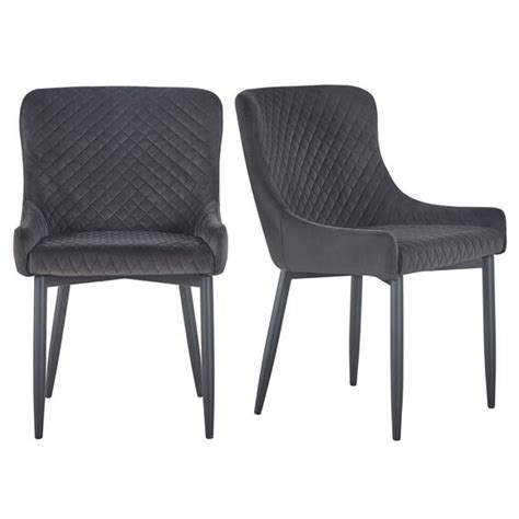 Montreal Set of 2 Dining Chairs Charcoal Velvet | Dunelm