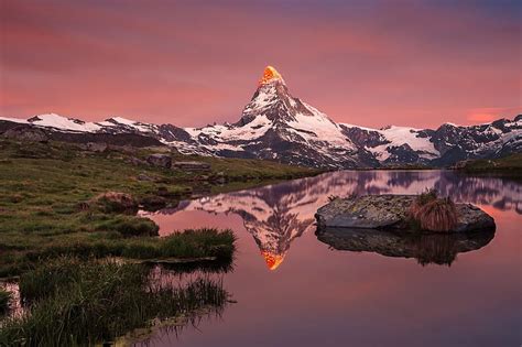 Matterhorn Reflections Lakes Mountains Reflections Nature Hd