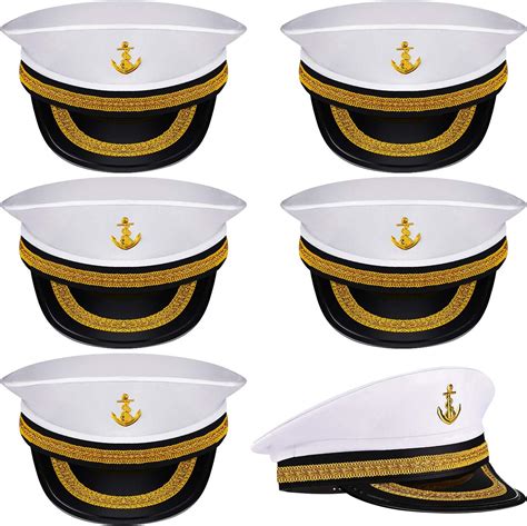 boao 6 pieces halloween white sailor hat navy captain caps yacht nautical hats for