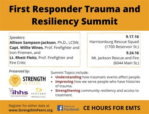 First Responder Trauma And Resiliency Summit 917 And 924 Va Fire Critic