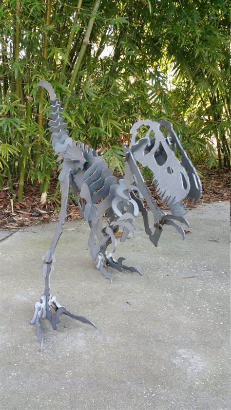 3d Steel Metal Velociraptor Dinosaur Outdoor Yard Art Dinosaur Decor
