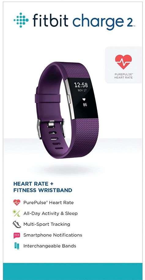 Fitbit Charge 2 Heart Rate Fitness Wristband Plum Small US Version