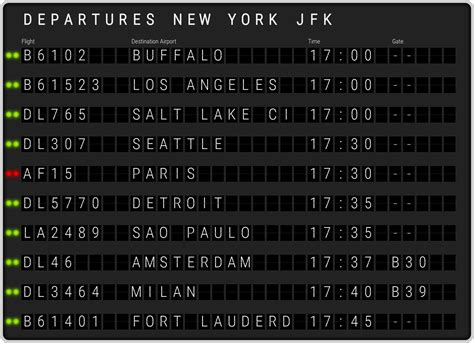 New York John F Kennedy Airport Departures And Jfk Flight Schedules