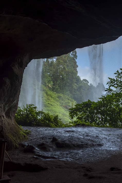 Cave Waterfall Trees Hd Phone Wallpaper Peakpx